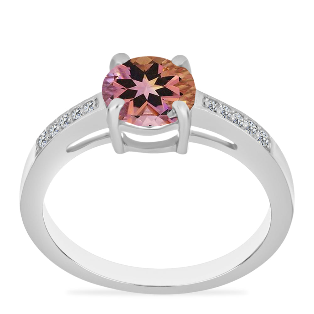 Strieborný Prsteň s Ametrinom z Anahi a Bielym Topásom 3 