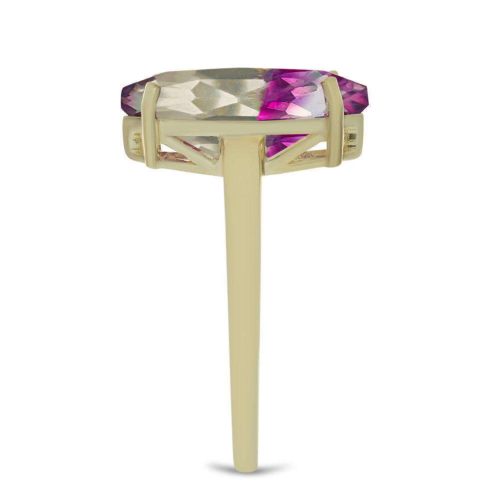 Pozlátený Strieborný Prsteň s Ružovým Fluoritom 4 