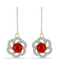 Pozlátené Strieborné Náušnice s Červená sladkovodná perlou a Bielym Topásom