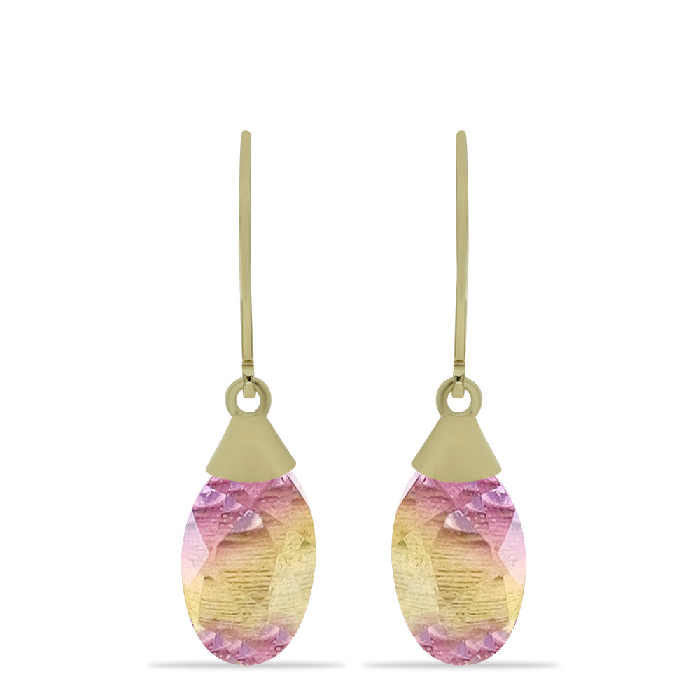 Pozlátené Strieborné Náušnice s Ružovým Fluoritom 1 