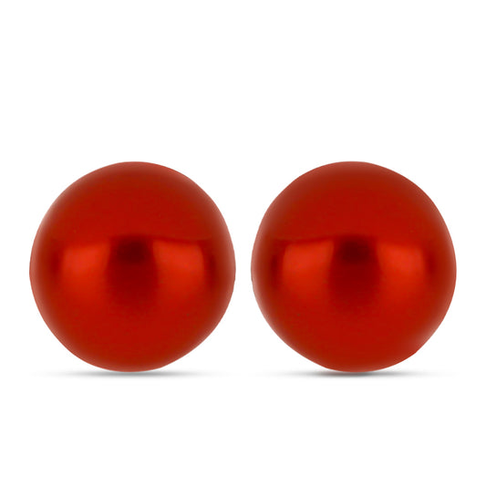 Pozlátené Strieborné Náušnice s Červená sladkovodná perlou