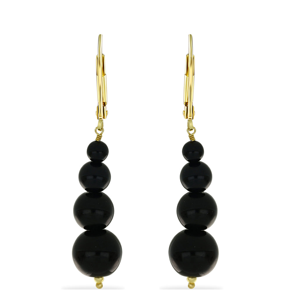 Pozlátené Strieborné Náušnice s Čiernym Ónyxom 1 