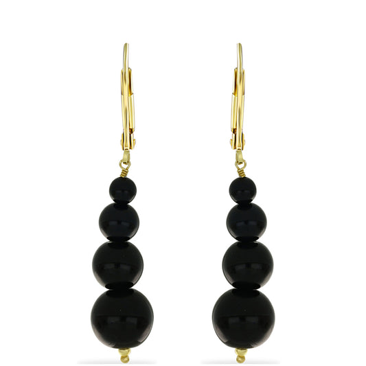 Pozlátené Strieborné Náušnice s Čiernym Ónyxom