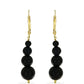 Pozlátené Strieborné Náušnice s Čiernym Ónyxom