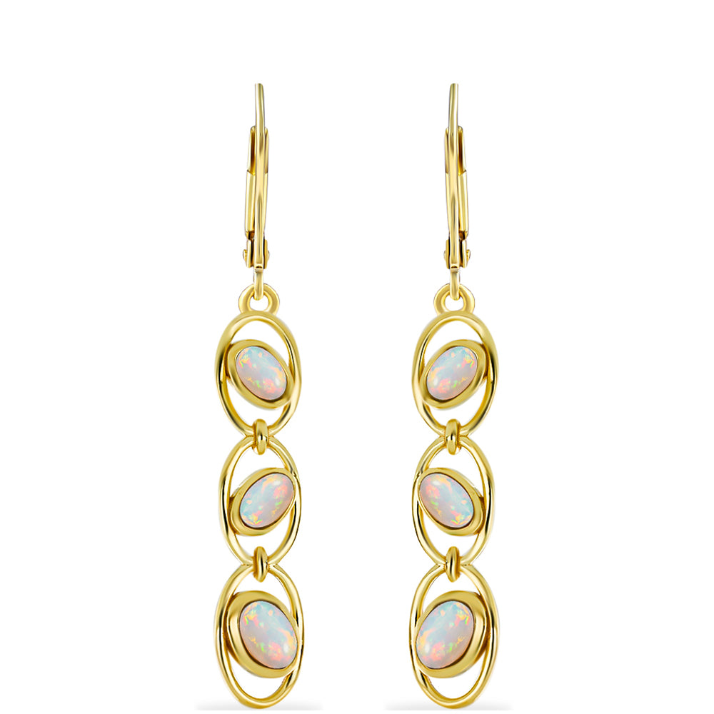 Pozlátené Strieborné Náušnice s Welo opálom 1 