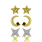 Pozlátené Strieborné Sada s Champagne Diamantom a Bielym Diamantom ( Náušnice )