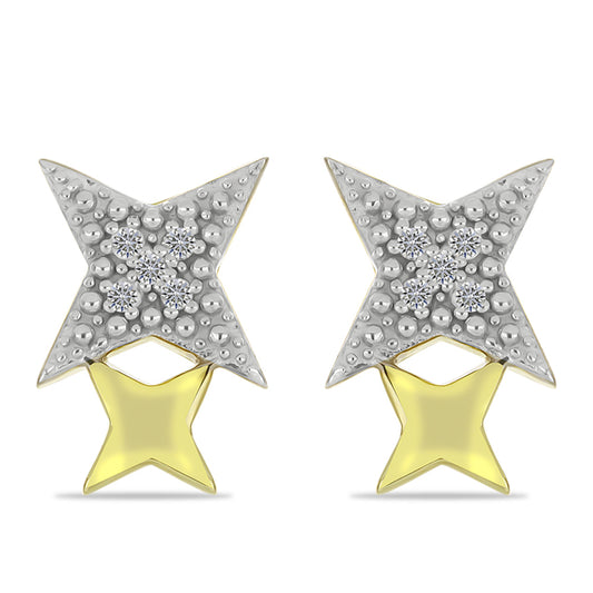 Pozlátené Strieborné Sada s Champagne Diamantom a Bielym Diamantom ( Náušnice )