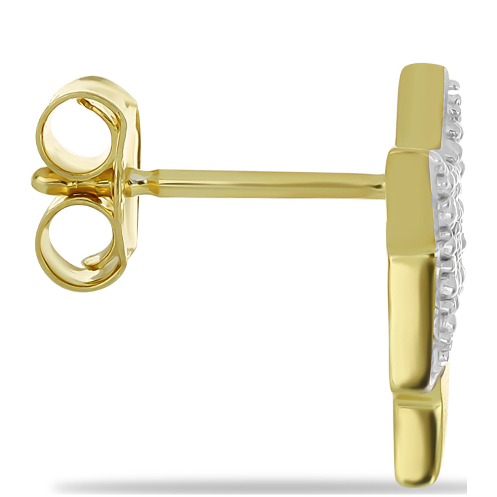 Pozlátené Strieborné Sada s Champagne Diamantom a Bielym Diamantom ( Náušnice ) 3 