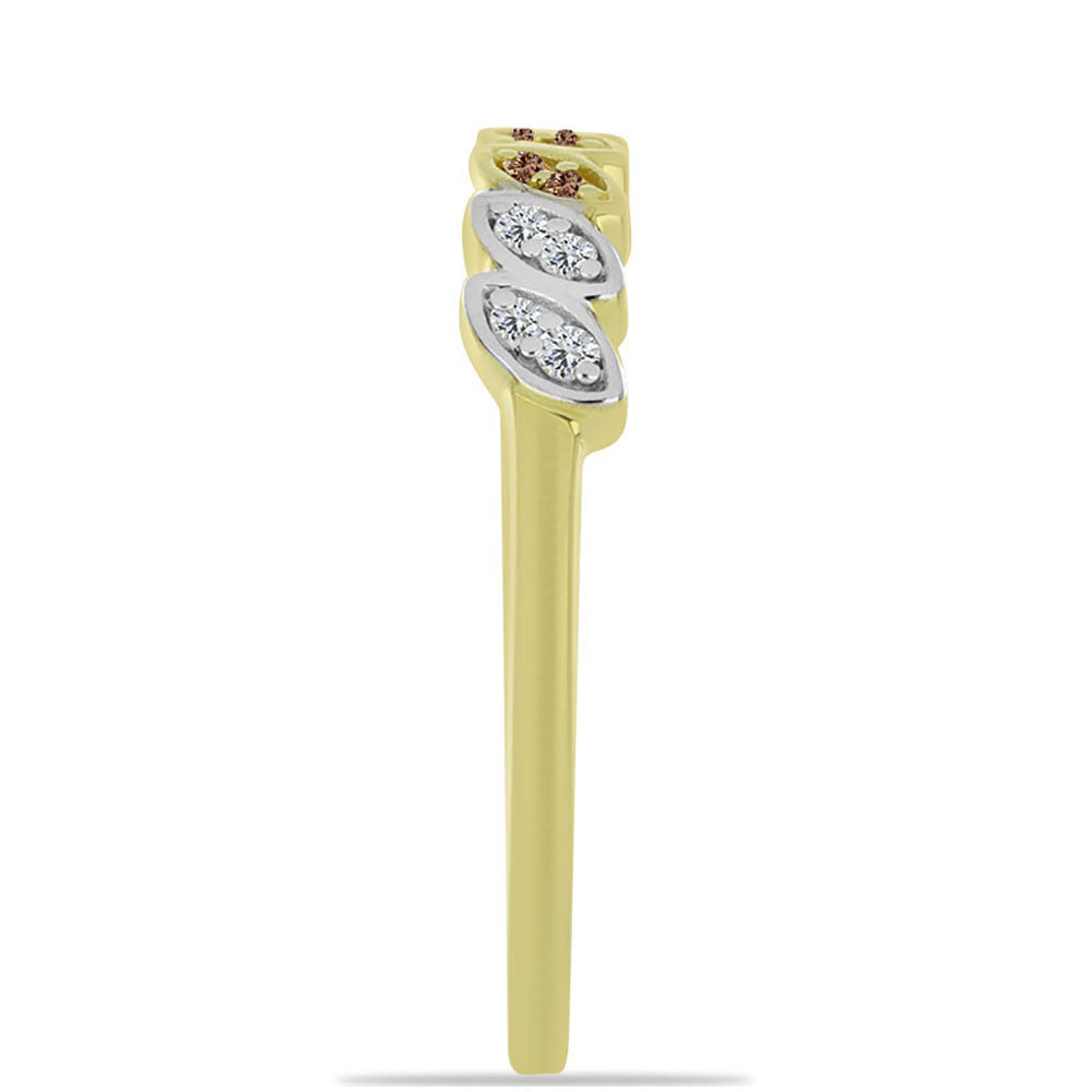 Pozlátený Strieborný Prsteň s Champagne Diamantom a Bielym Diamantom 4 
