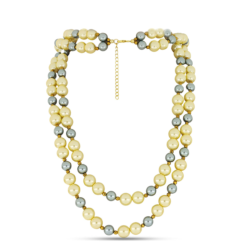 Pozlátený Strieborný Náhrdelník s so Sladkovodná šedá perla a so Žltá Sladkovodnou Perlou 1 