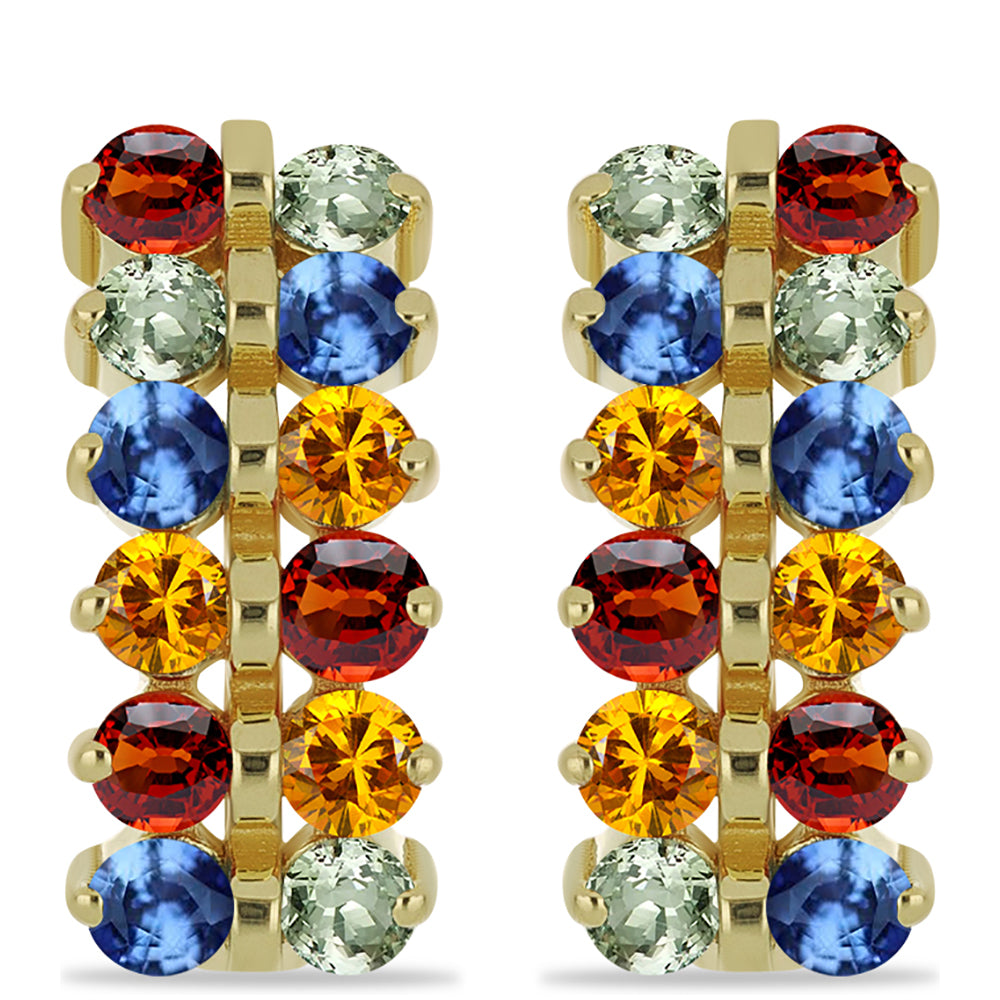 Pozlátené Strieborné Náušnice s Dúhovým Zafírom 1 