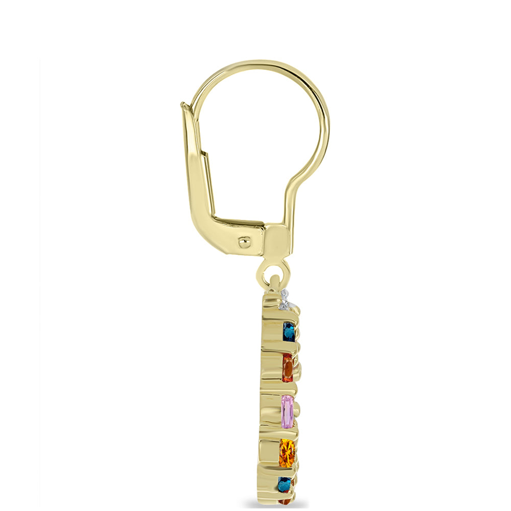 Pozlátené Strieborné Náušnice s Dúhovým Zafírom a Bielym Topásom 2 