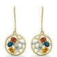 Pozlátené Strieborné Náušnice s Dúhovým Zafírom a Bielym Topásom