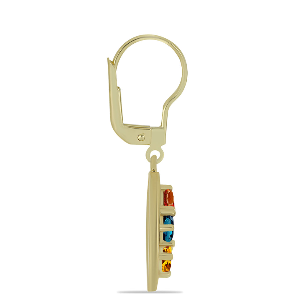 Pozlátené Strieborné Náušnice s Dúhovým Zafírom a Bielym Topásom 2 