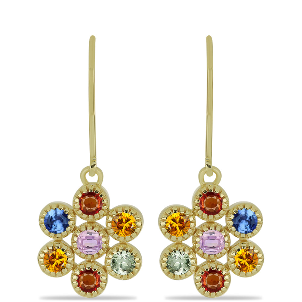 Pozlátené Strieborné Náušnice s Dúhovým Zafírom