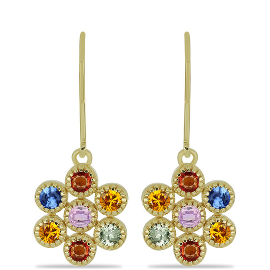 Pozlátené Strieborné Náušnice s Dúhovým Zafírom