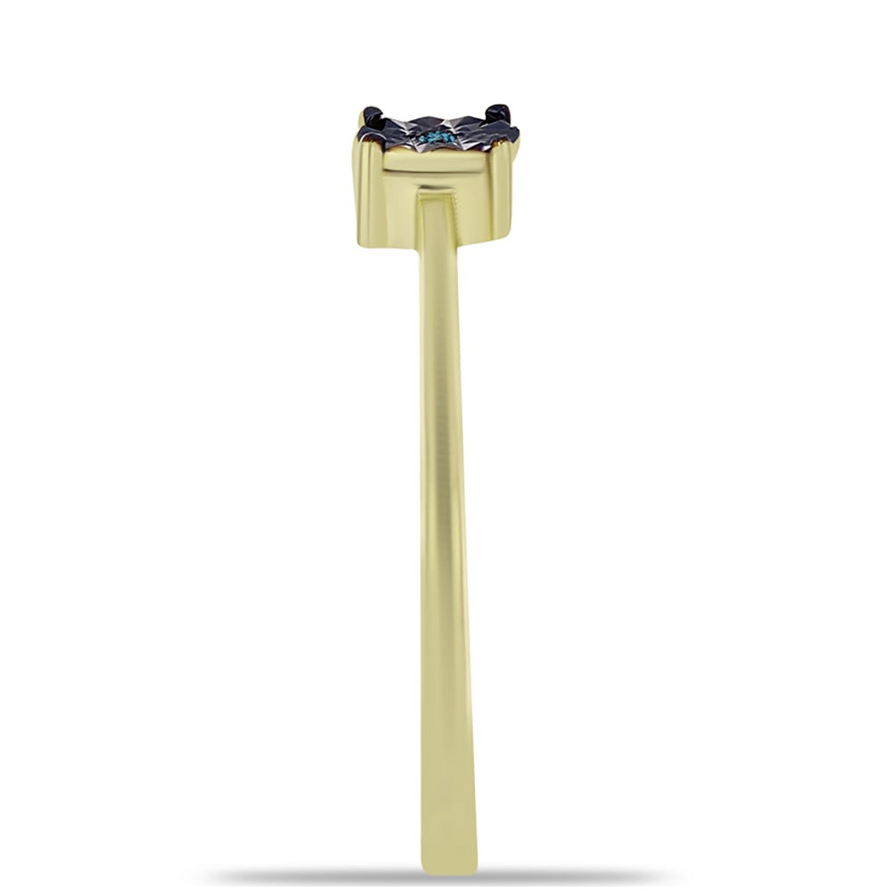 Pozlátený Strieborný Prsteň s Modrým Diamantom 4 