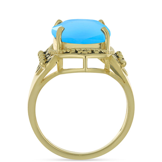Pozlátený Strieborný Prsteň s Aqua Chalcedonom