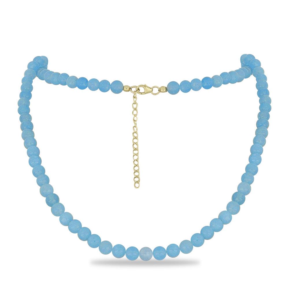 Pozlátený Strieborný Náhrdelník s Aqua Chalcedonom 1 