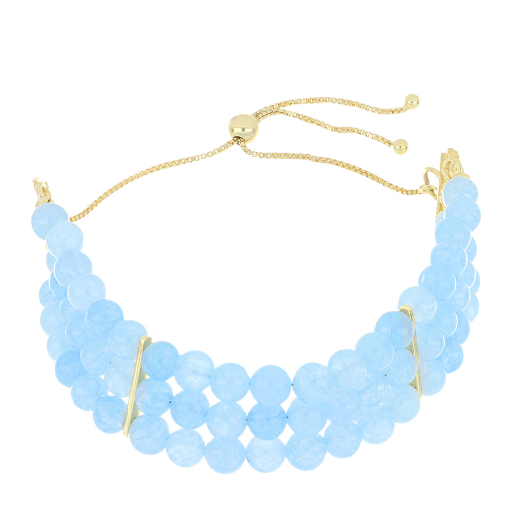 Pozlátený Strieborný Náramok s Aqua Chalcedonom 1 