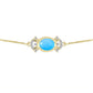 Pozlátený Strieborný Náramok s Aqua Chalcedonom a Bielym Topásom