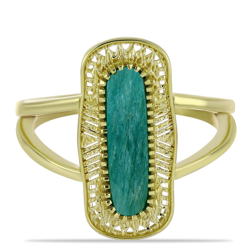 Pozlátený Strieborný Prsteň s Amazonitom 1 