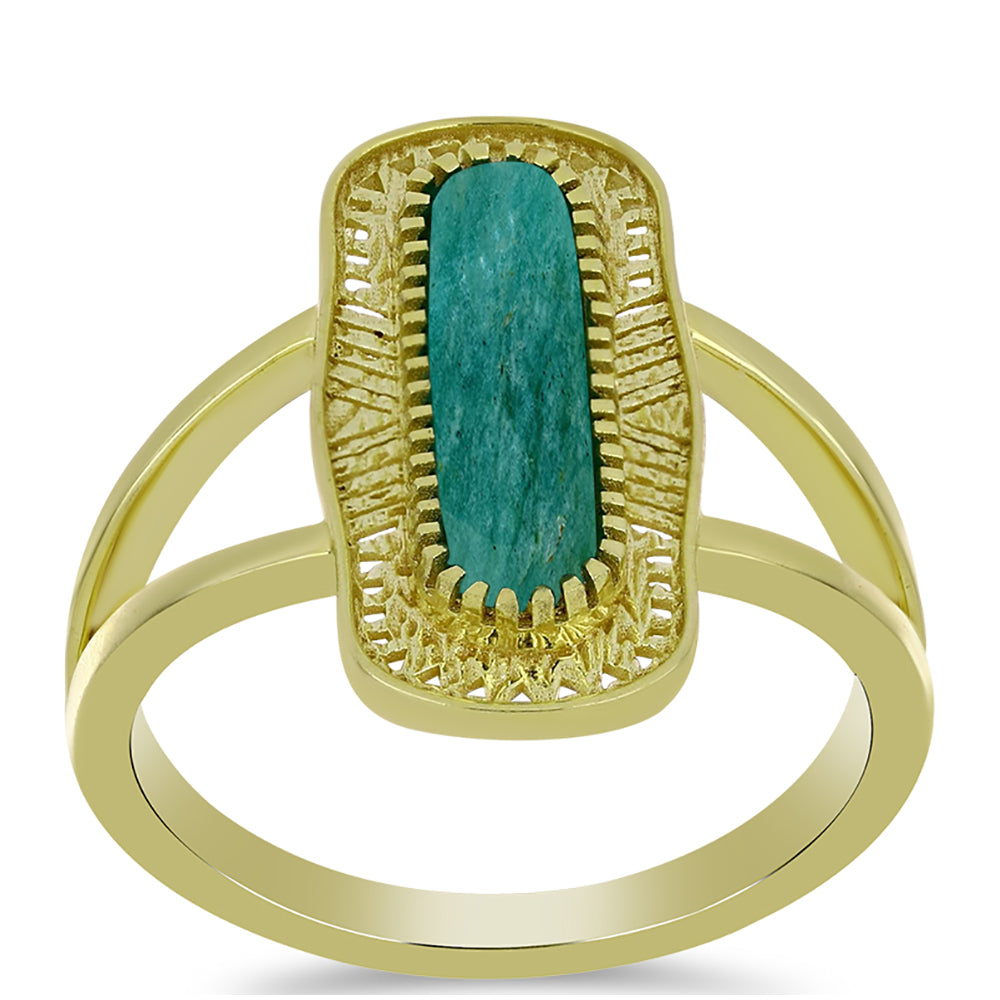 Pozlátený Strieborný Prsteň s Amazonitom 3 