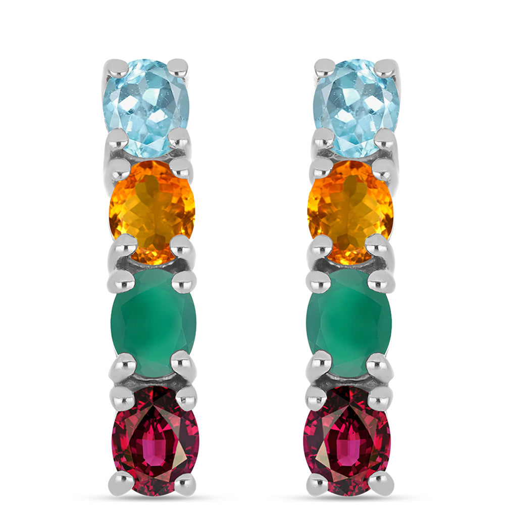 Strieborné Náušnice s so Zeleným Achátom a Citrínom 1 