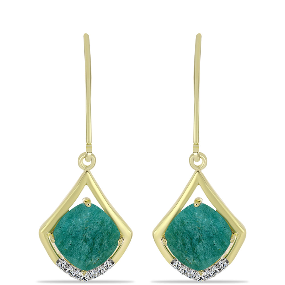 Pozlátené Strieborné Náušnice s Amazonitom a Bielym Topásom 1 