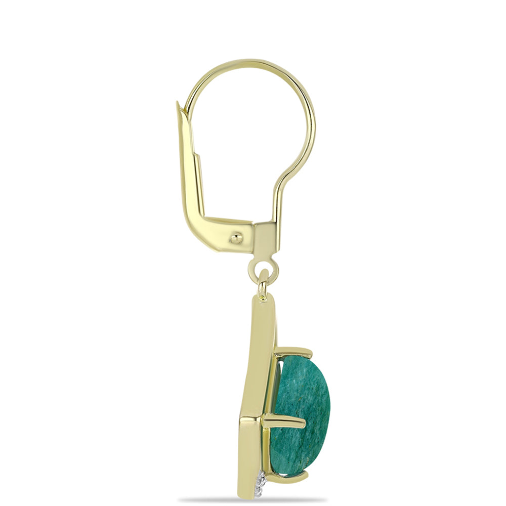 Pozlátené Strieborné Náušnice s Amazonitom a Bielym Topásom 2 