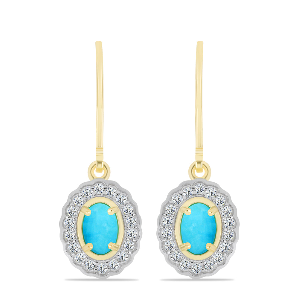 Pozlátené Strieborné Náušnice s so Sleeping Beauty Tyrkysom a Bielym Topásom 1 