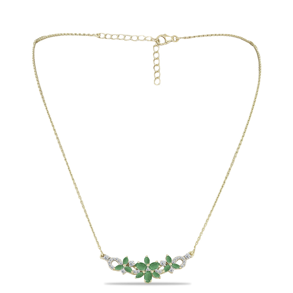 Pozlátený Strieborný Náhrdelník s Brazílskym Smaragdom a Bielym Topásom 1 