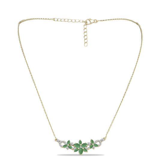 Pozlátený Strieborný Náhrdelník s Brazílskym Smaragdom a Bielym Topásom