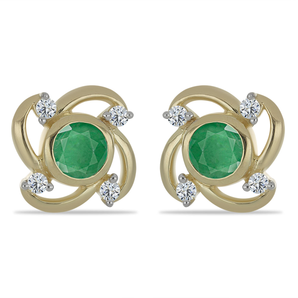 Pozlátené Strieborné Náušnice s Brazílskym Smaragdom a Bielym Topásom 1 