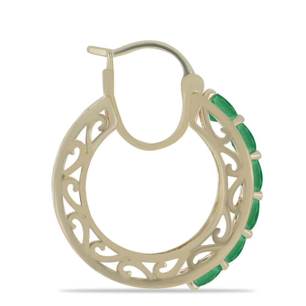 Pozlátené Strieborné Náušnice s Brazílskym Smaragdom