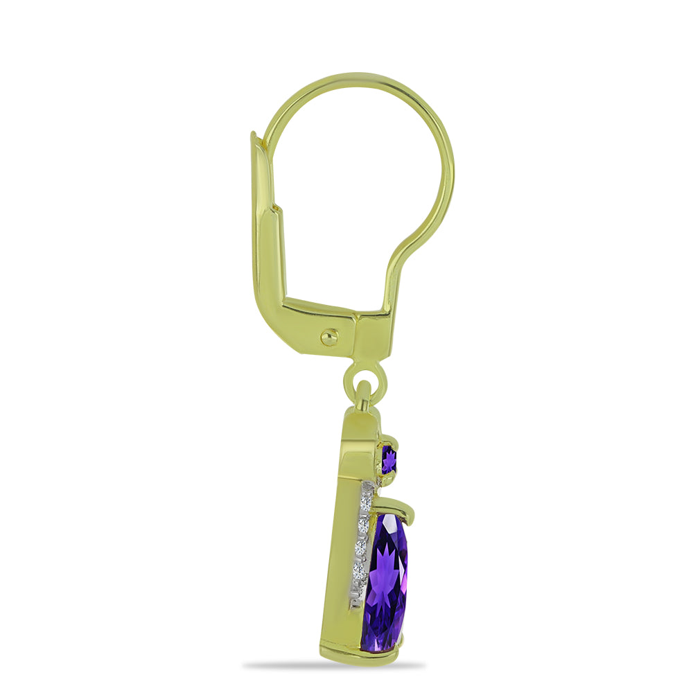 Pozlátené Strieborné Náušnice s Marockým Ametystom a Bielym Topásom