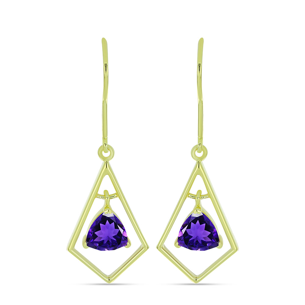 Pozlátené Strieborné Náušnice s Marockým Ametystom