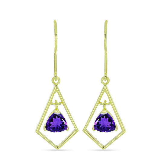 Pozlátené Strieborné Náušnice s Marockým Ametystom