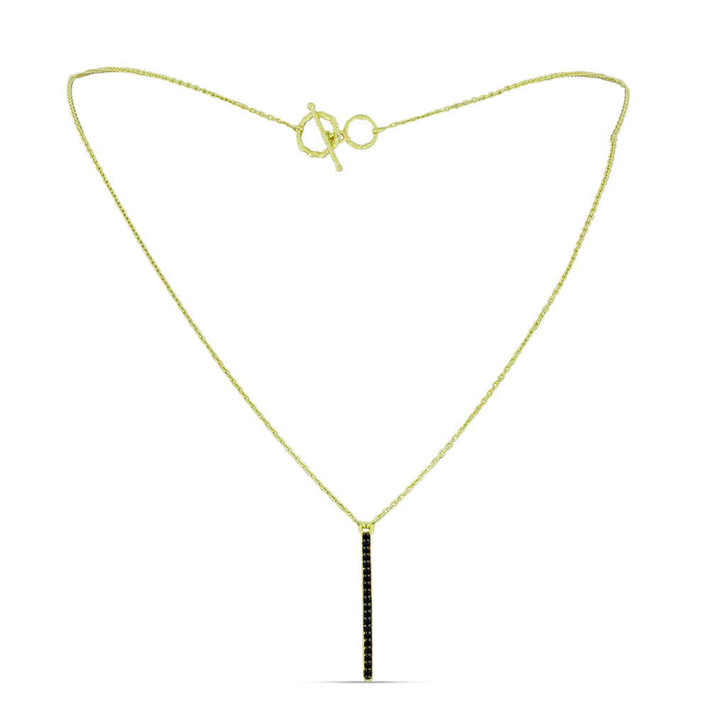 Pozlátený Strieborný Náhrdelník s Čiernym Spinelom 1 