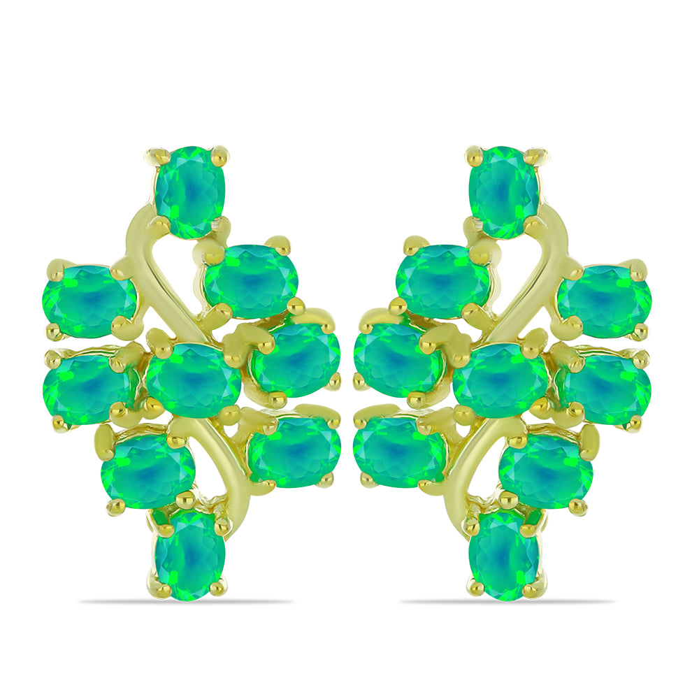 Pozlátené Strieborné Náušnice s so Zeleným Etiópskym Opálom z Lega Dembi 1 