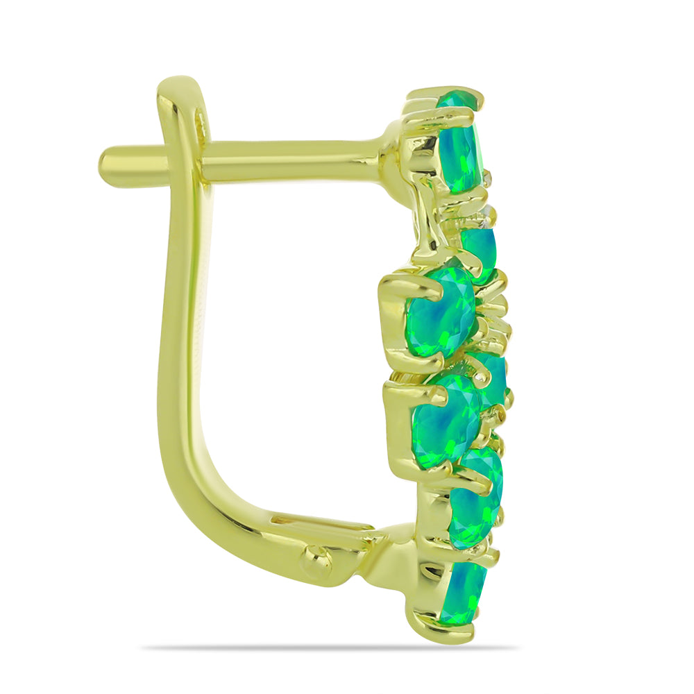 Pozlátené Strieborné Náušnice s so Zeleným Etiópskym Opálom z Lega Dembi