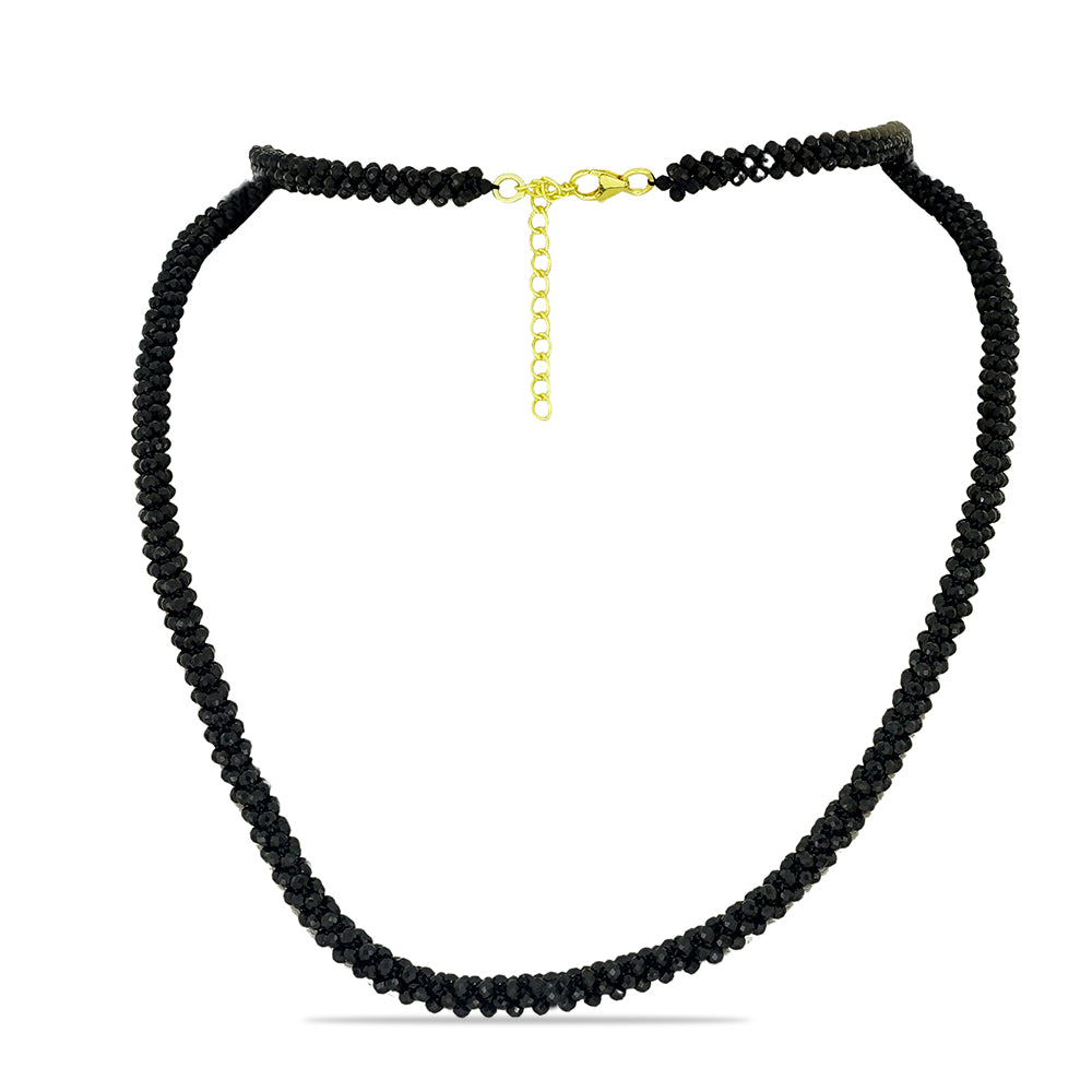 Pozlátený Strieborný Náhrdelník s Čiernym Spinelom