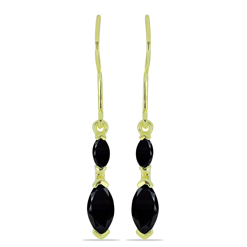 Pozlátené Strieborné Náušnice s Čiernym Spinelom