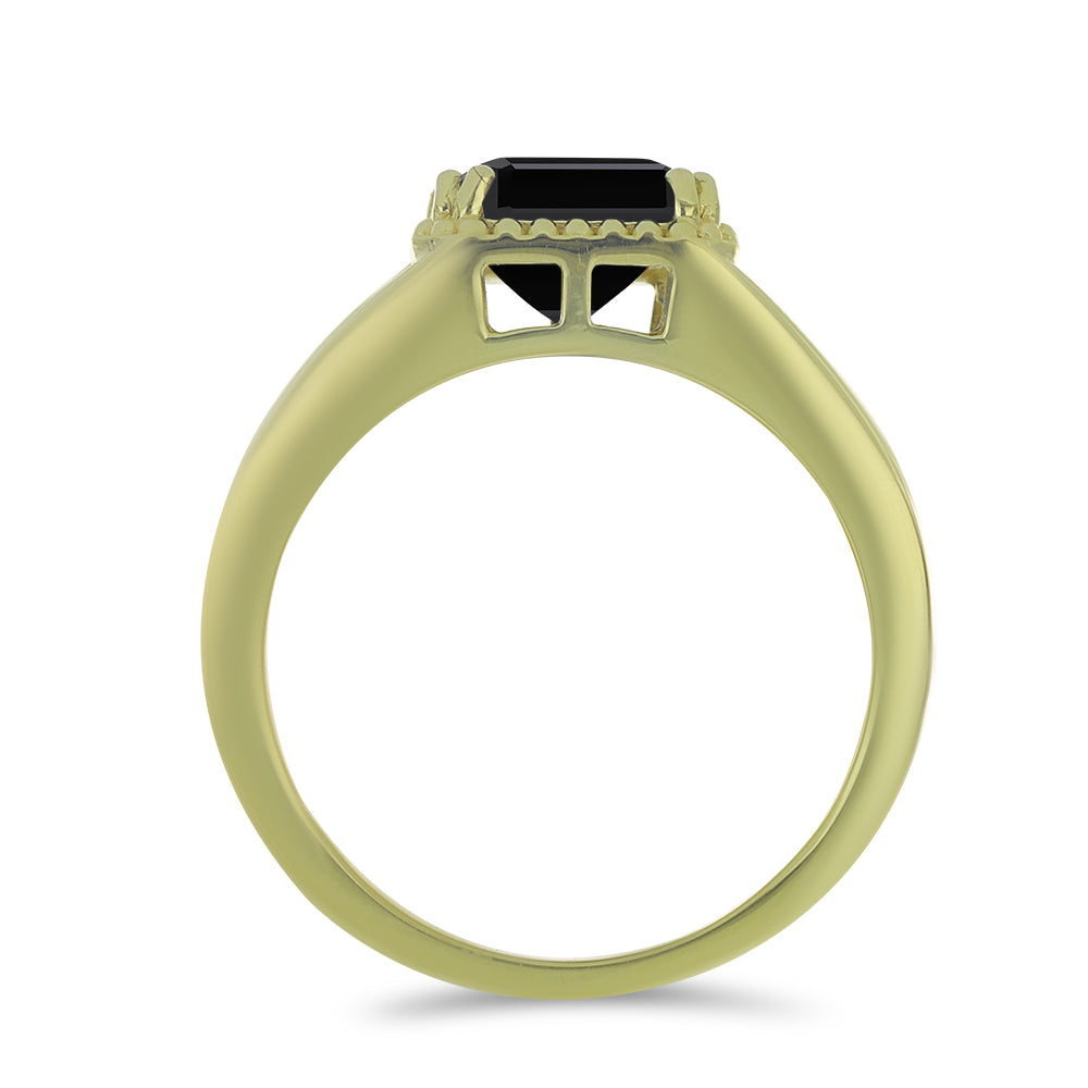 Pozlátený Strieborný Prsteň s Čiernym Spinelom