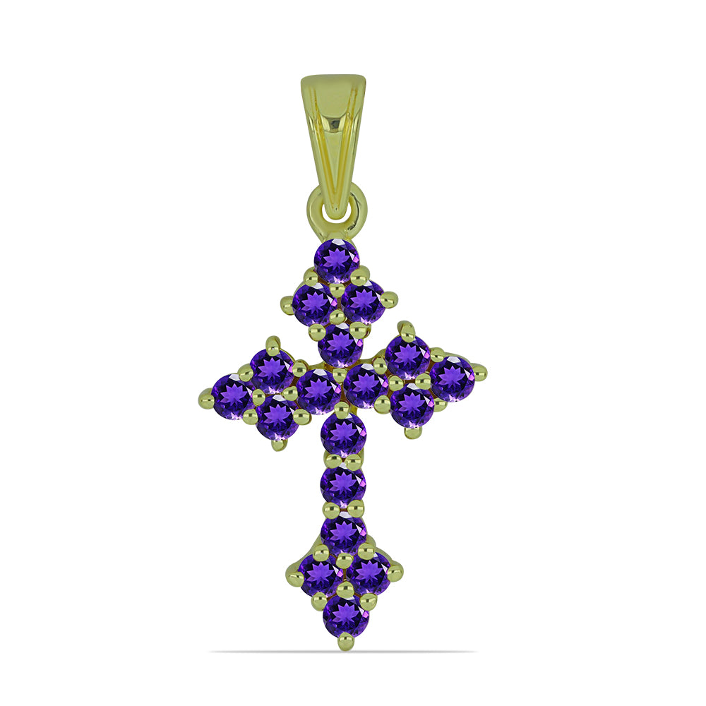 Kríž Pozlátený Strieborný Prívesok s Marockým Ametystom