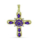 Kríž Pozlátený Strieborný Prívesok s Marockým Ametystom a Bielym Topásom
