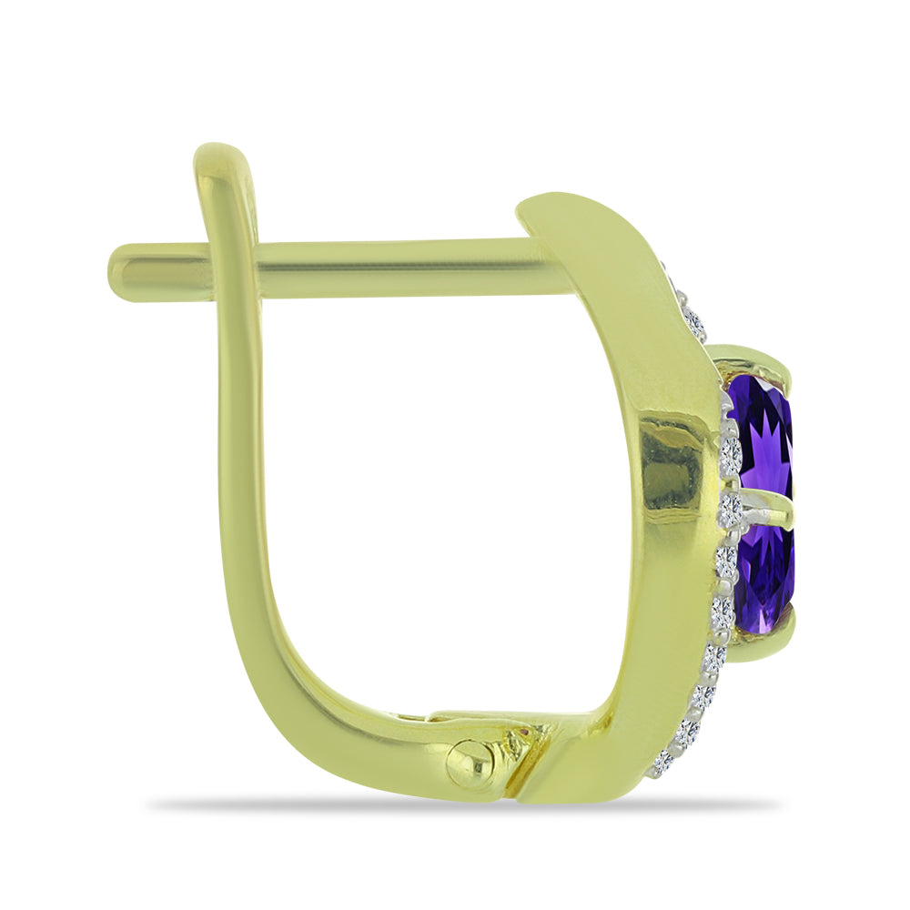 Pozlátené Strieborné Náušnice s Marockým Ametystom a Bielym Topásom 2 