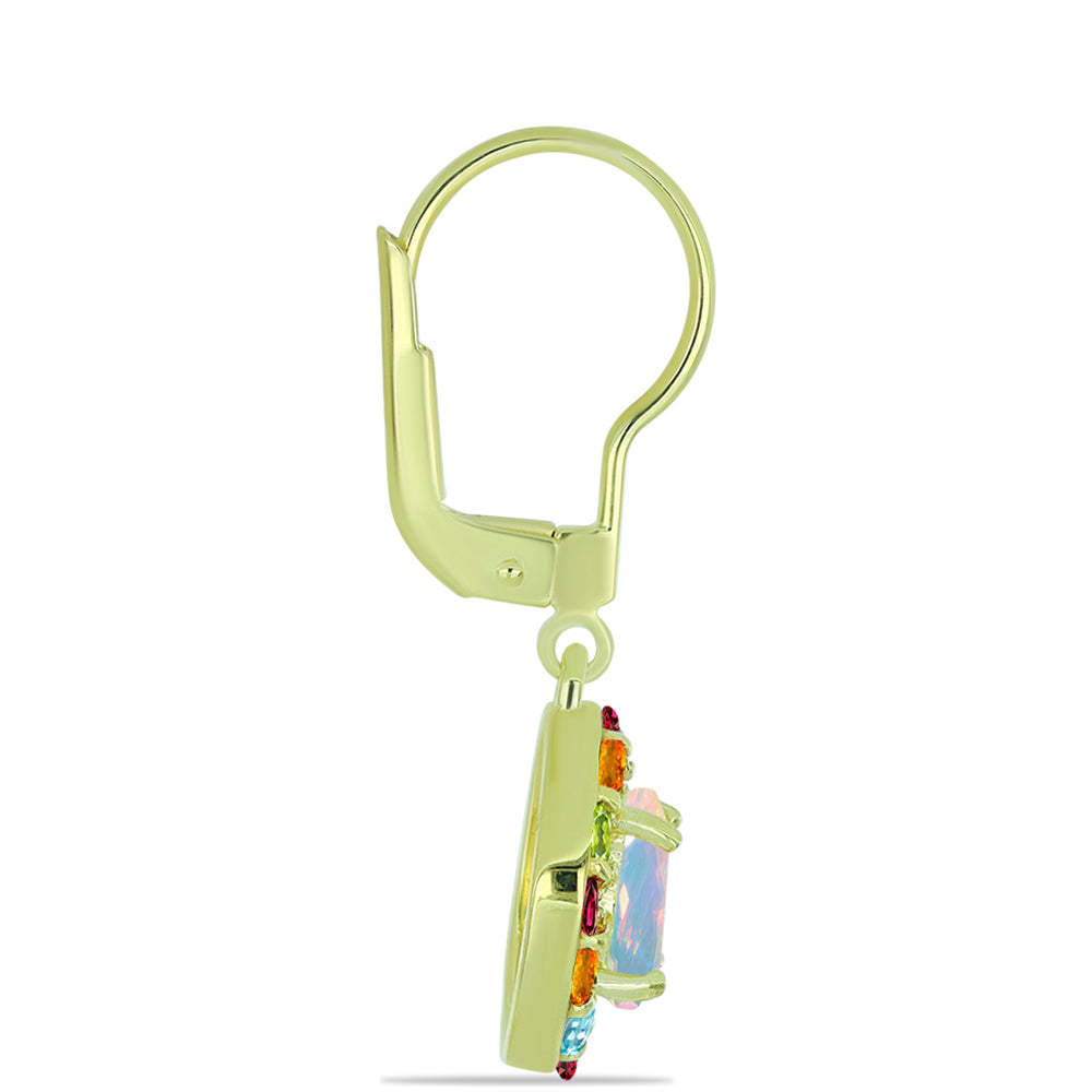 Pozlátené Strieborné Náušnice s Welo opálom a Chakra Turmalínom 2 