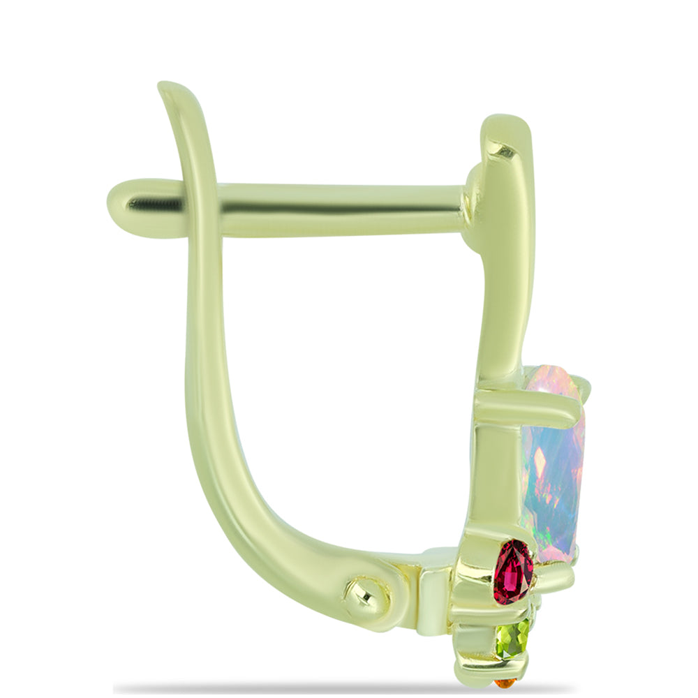 Pozlátené Strieborné Náušnice s Welo opálom a Chakra Turmalínom 2 