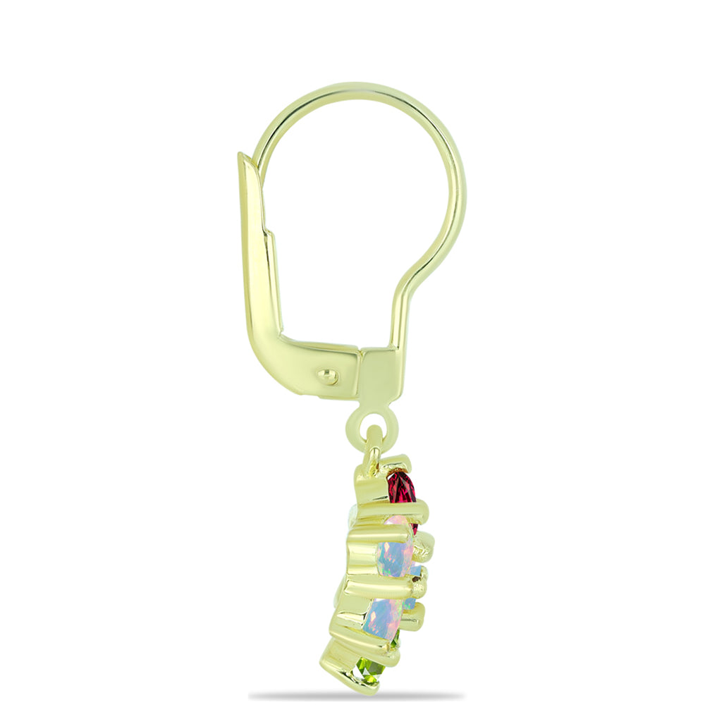 Pozlátené Strieborné Náušnice s Welo opálom a Chakra Turmalínom 2 